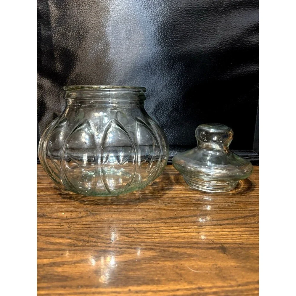 Vintage Glass Pumpkin Apothecary Jar 10